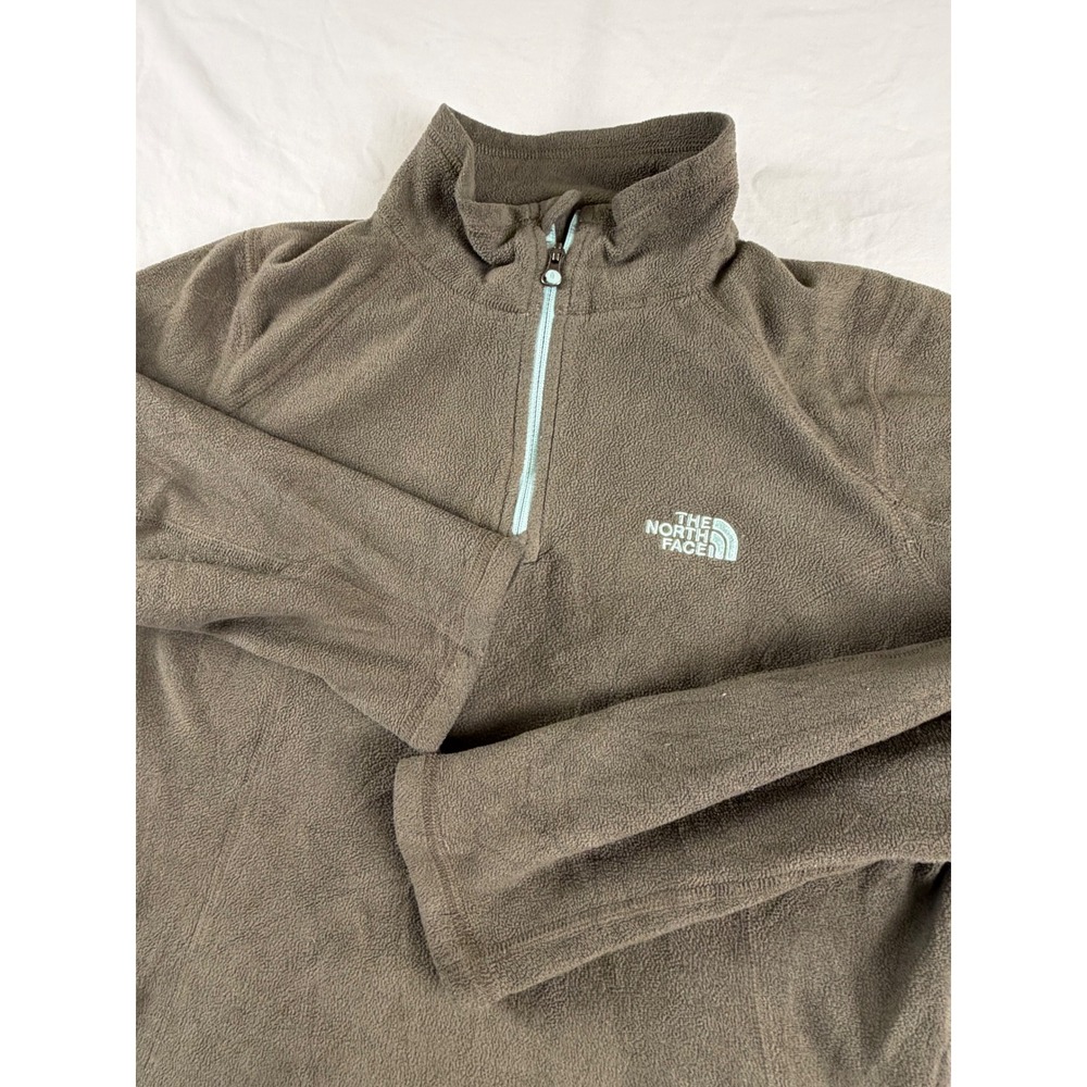 The North Face Women's Brown Teal 1/4 Zip Fleece Pullover Jacket Small